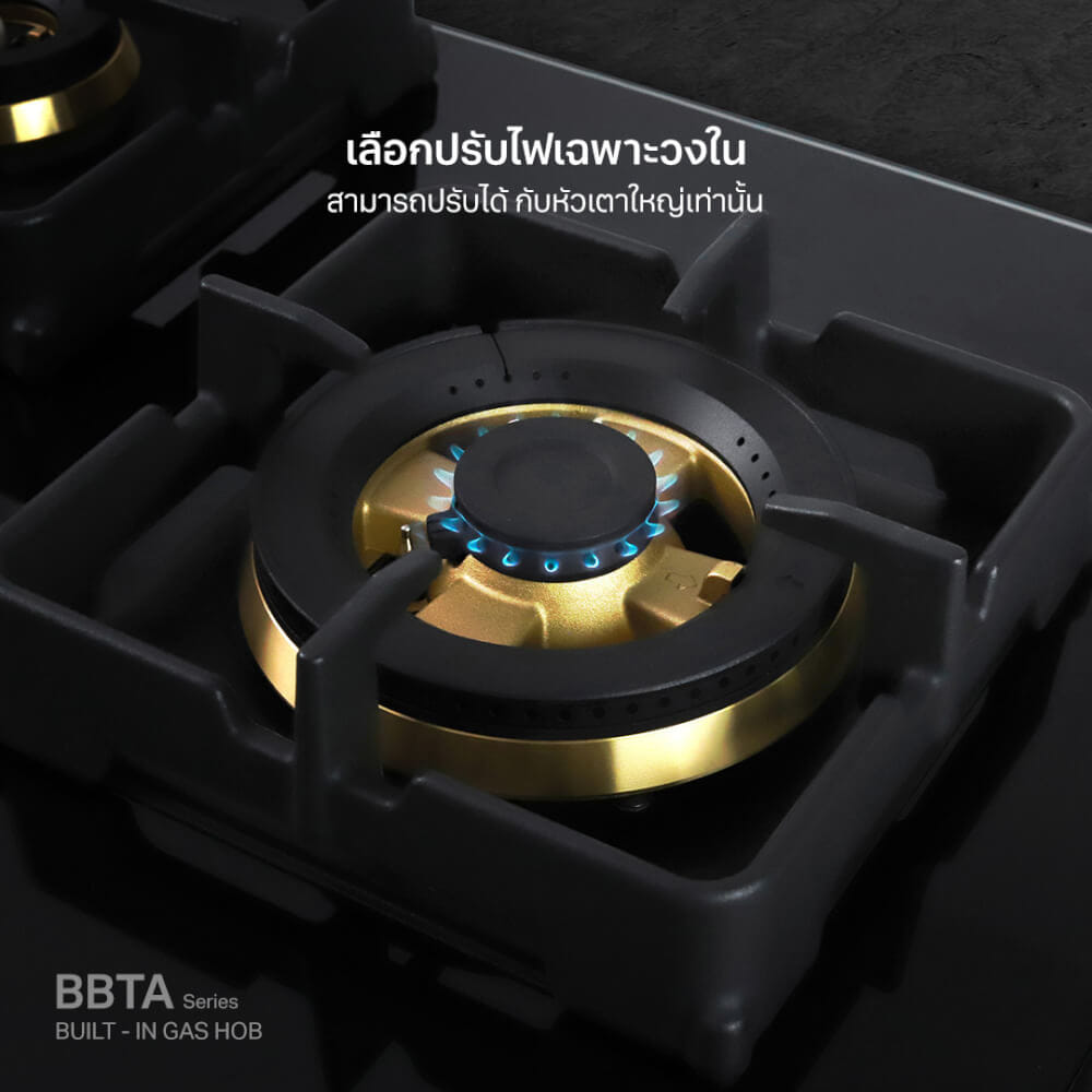 เตาฝังแก๊ส 2 หัว ฐานกระจกนิรภัย EVE HB78-2BBTA/BG 78 ซม. สีดำ_6